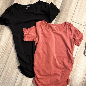 Maternity tops (2)-  black and orange, size large